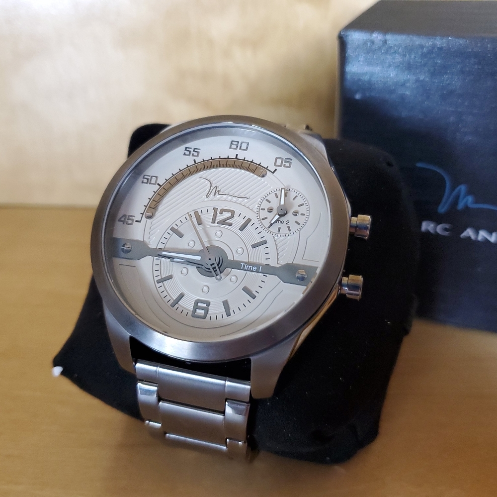 Marc Anthony Men's Quartz 2 Time Zone Analog 54mm